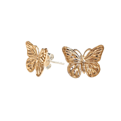 New! Medium Bronze Monarch Butterfly Sterling Silver Post Earrings