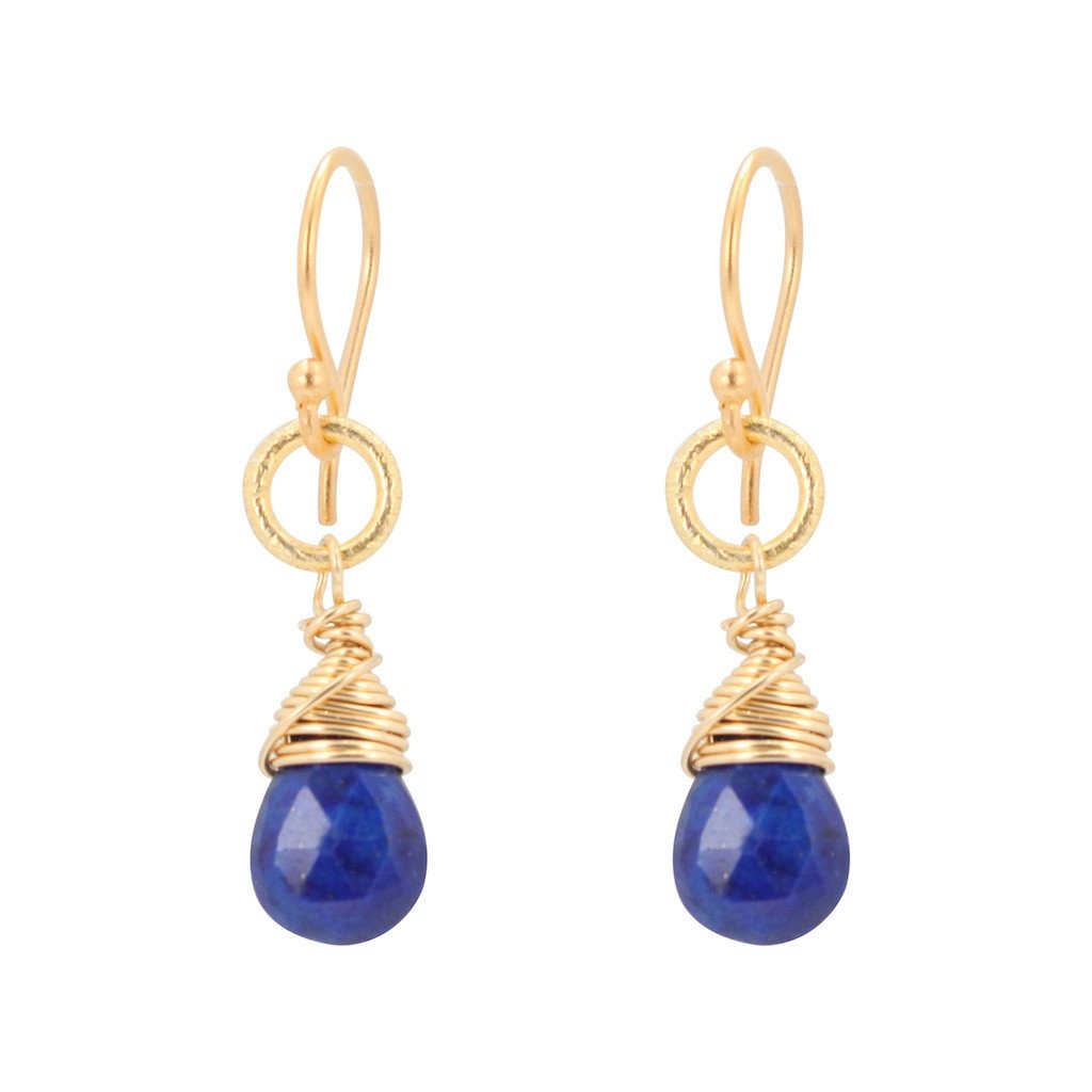 Lapis Dangle Earrings in Gold, #6829-yg
