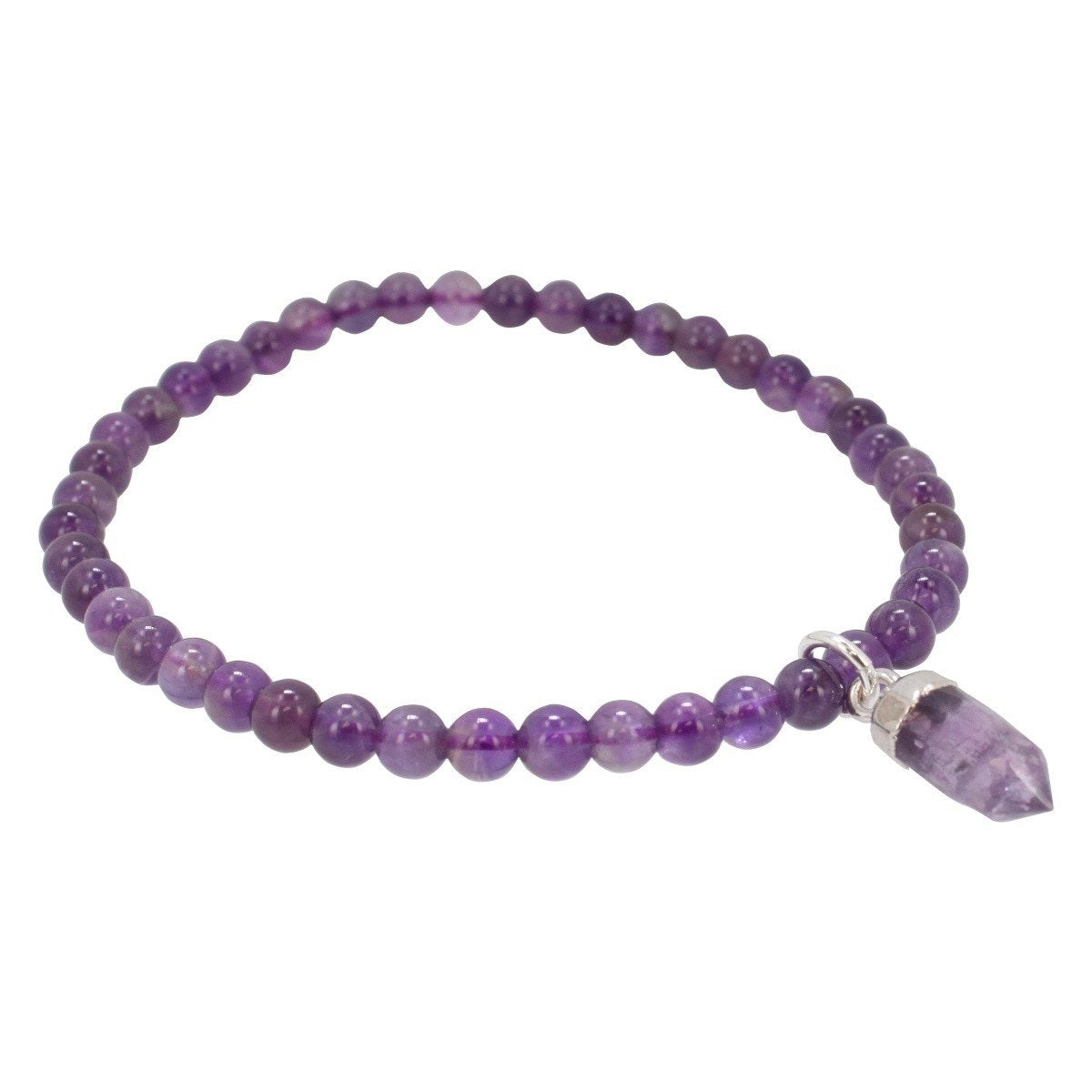 4mm Purple Amethyst Bracelet with Amethyst Charm, #6500