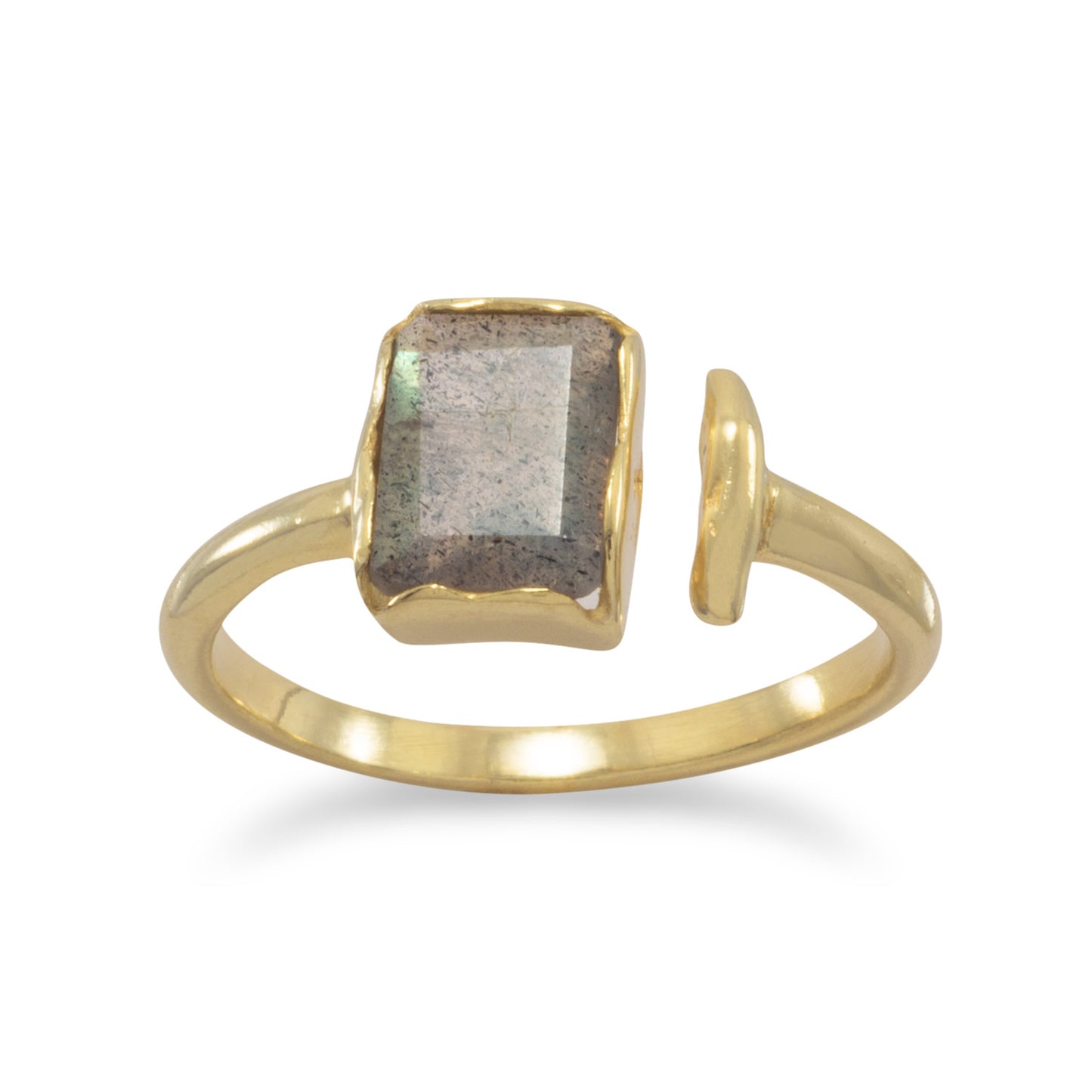 Rectangular Labradorite Gold Split Ring, #6169-yg