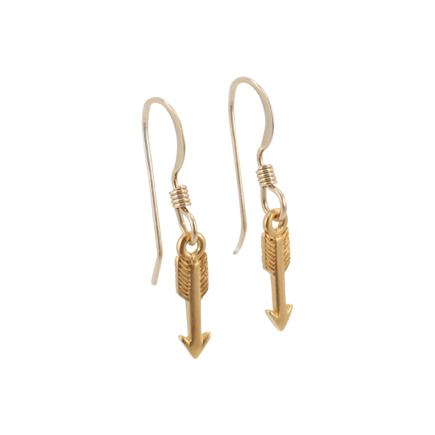 Small Gold Arrow Dangle Earrings, #6432-yg