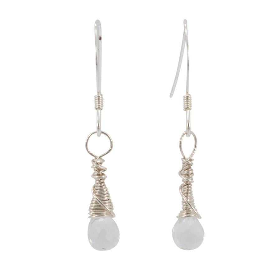 Small Clear Quartz Gemstone Earrings in Gold or Silver, #6431