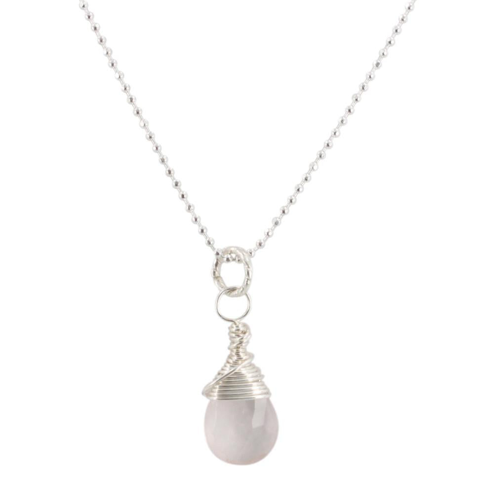 Heart Chakra - Rose Quartz Briolette Necklace, #6590-ss