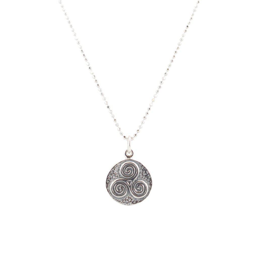 White Magic Triple Spiral Amulet Necklace in Sterling Silver, #6613-ss