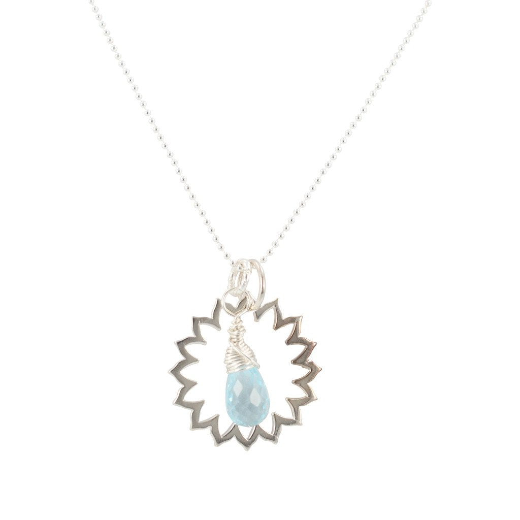 Blue Topaz Throat Chakra Necklace in Sterling Silver, #6731-ss