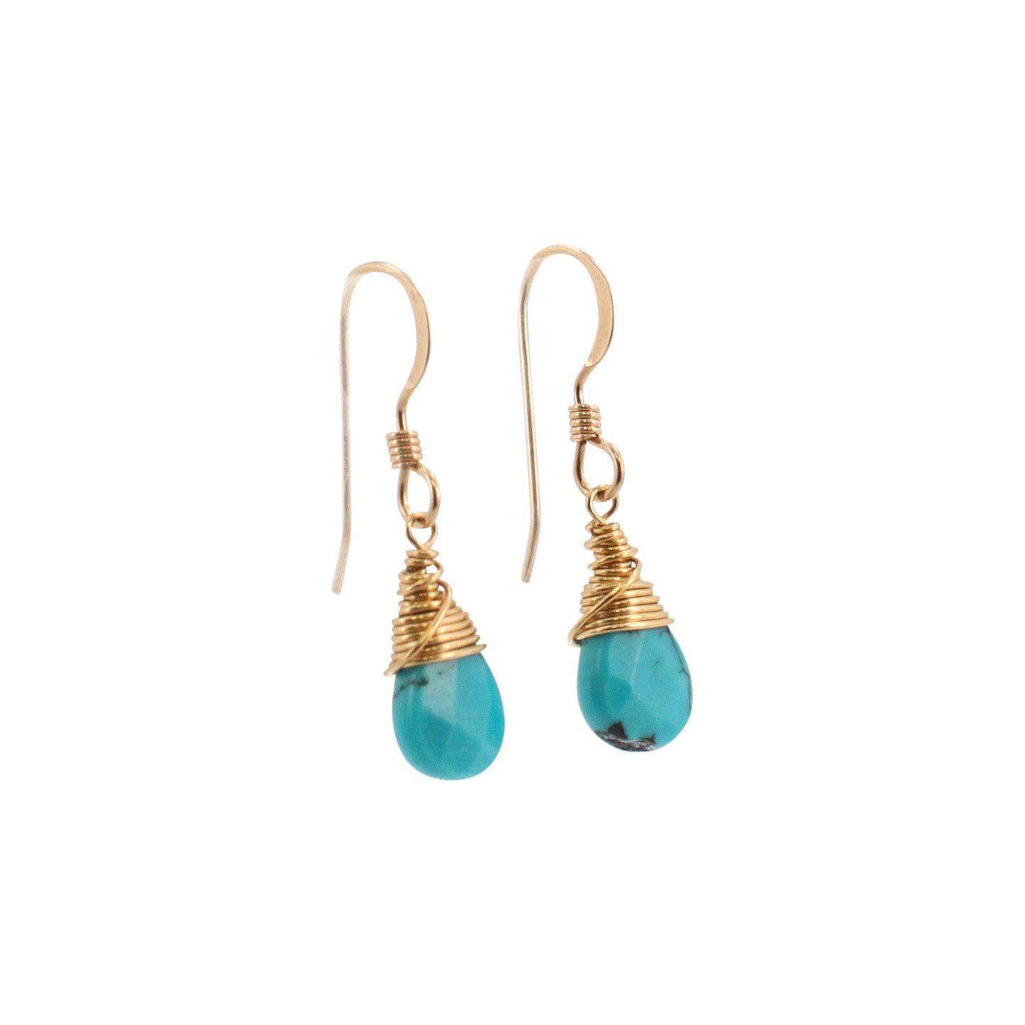 Throat Chakra - Turquoise Gemstone Earrings in Gold, #7122-yg
