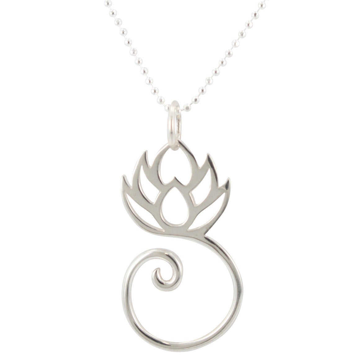 Sterling Silver Lotus Flower Charm Holder Necklace, #8438-ss