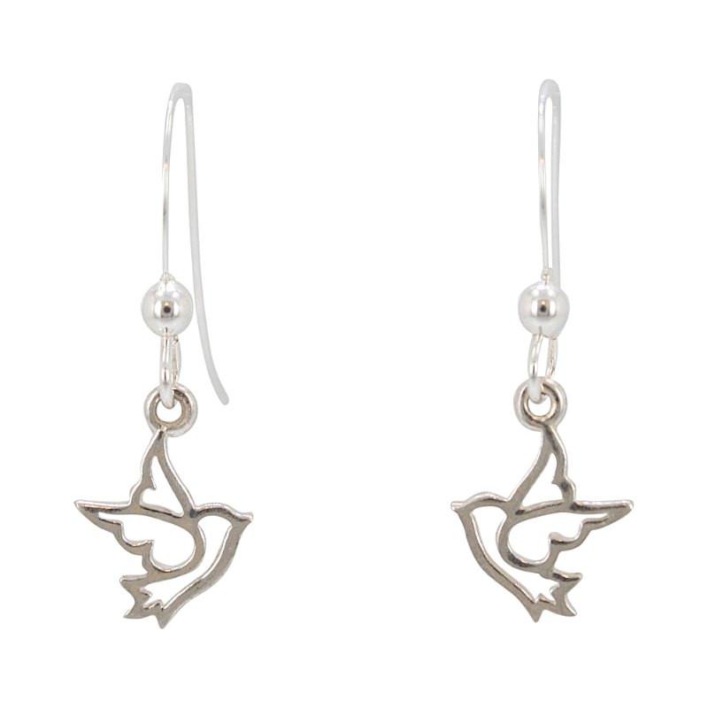 Tiny Dove Earrings in Sterling Silver, #7079-ss