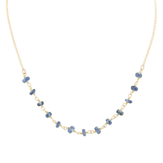 Delicate 4mm Kyanite Gemstone Necklace on Gold Filled Chain, #6527-yg