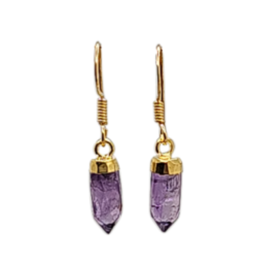 New Stones! Gold Gemstone Point Dangle Earrings , #6499-yg