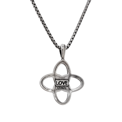 Celtic Love Knot Necklace in Sterling Silver on a 18"-24" Round Box Chain #8197