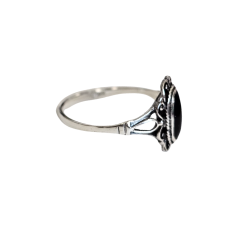 Zoe and Piper Dainty Oval Lapis or Onyx Sterling Silver Ring #6014