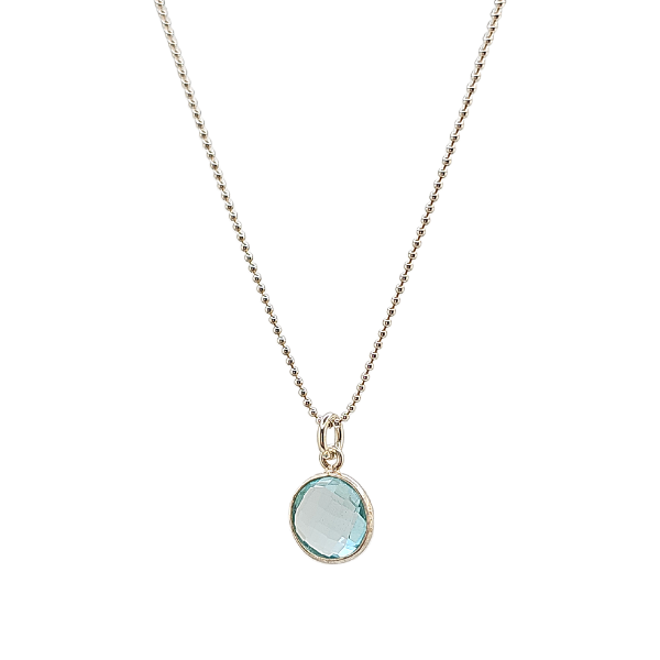 Round Gemstone Drop Necklace in Sterling Silver, #6409-ss