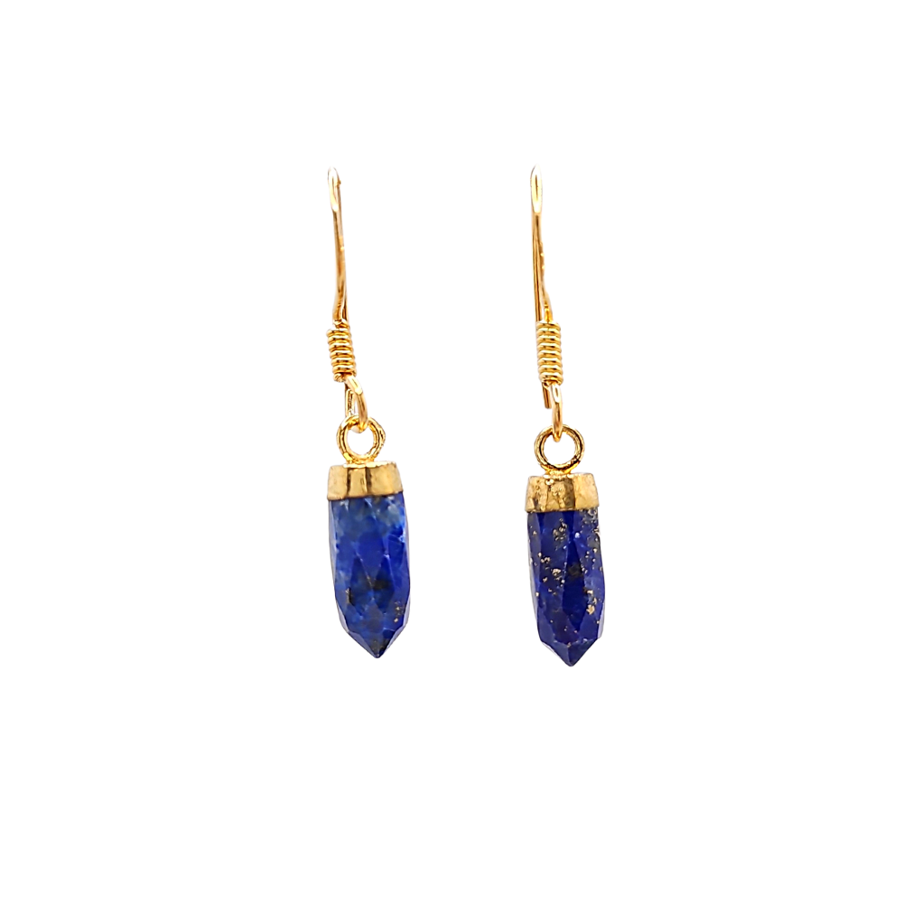 New Stones! Gold Gemstone Point Dangle Earrings , #6499-yg