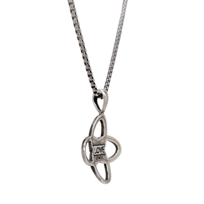 Celtic Love Knot Necklace in Sterling Silver on a 18"-24" Round Box Chain #8197