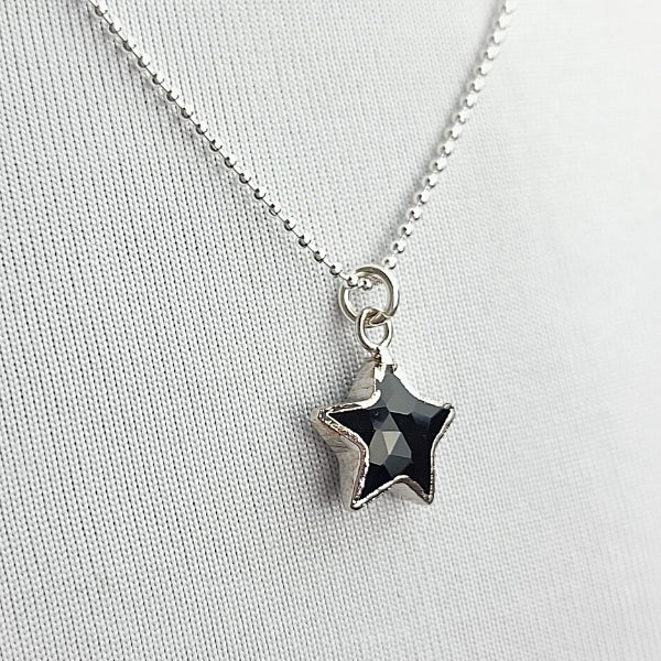 Star Shape Gemstone Necklace in Sterling Silver, Stone Choice, #6158-ss