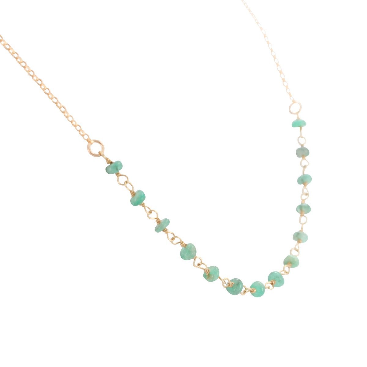 Delicate 3.5mm Chrysoprase Gemstone Necklace on Gold Filled Chain, #6527-yg