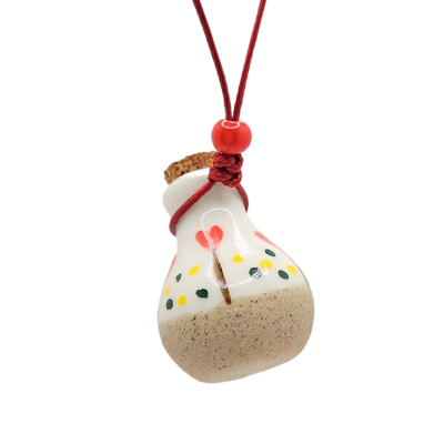 White Hearts Terra Cotta Ceramic Essential Oil Diffuser Necklace or Car Air Freshener, #6513