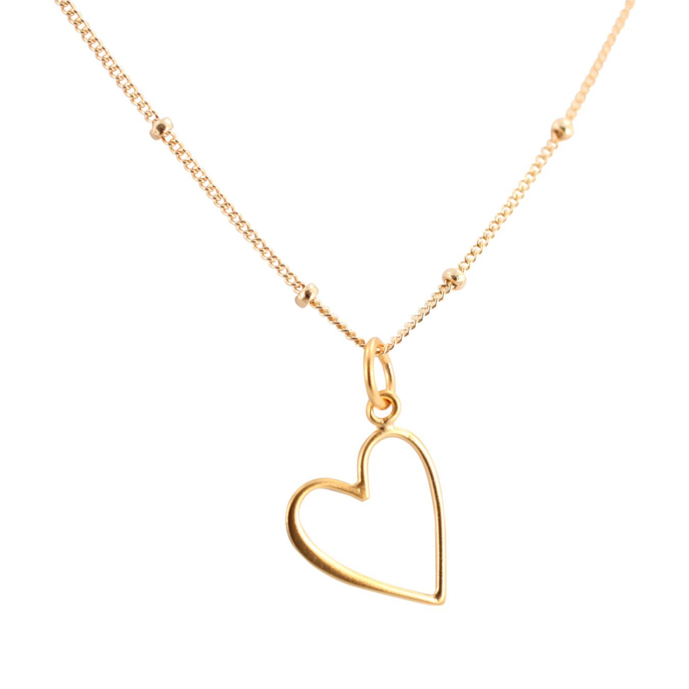 Delicate Open Heart Necklace in 24k Gold Plated Sterling Silver, #6989-yg