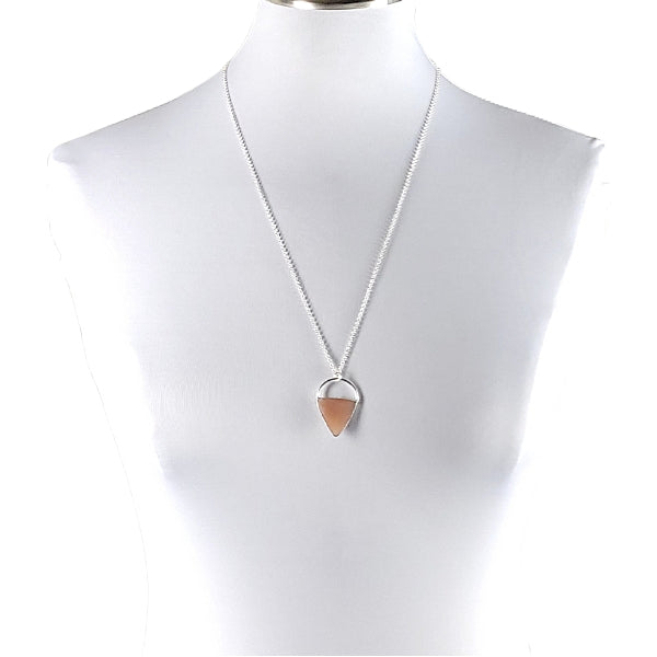 Limited Edition Peach Moonstone Gemstone Focal Pendant Necklace in Sterling Silver Adjustable 24" - 26" #6907