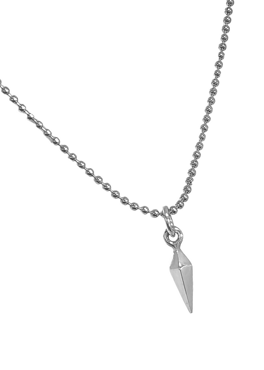 Tiny Spike Necklace in Sterling Silver on 16" or 18" Sterling Silver Bead Chain, #6398-ss