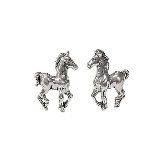 Tiny & Cute Horse Pony Stud Earrings in Sterling Silver #2516S