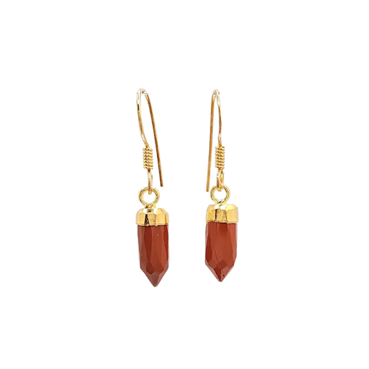 New Stones! Gold Gemstone Point Dangle Earrings , #6499-yg