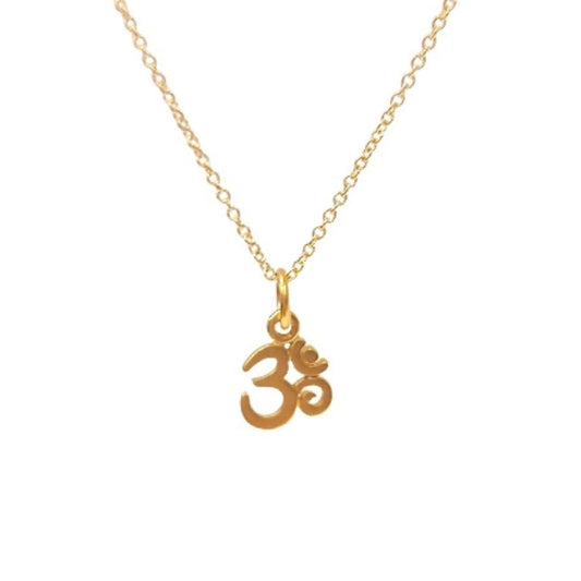 Tiny Om Necklace in 24k Plated Sterling Silver on 16" or 18" chain, #6837-yg