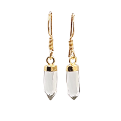 New Stones! Gold Gemstone Point Dangle Earrings , #6499-yg