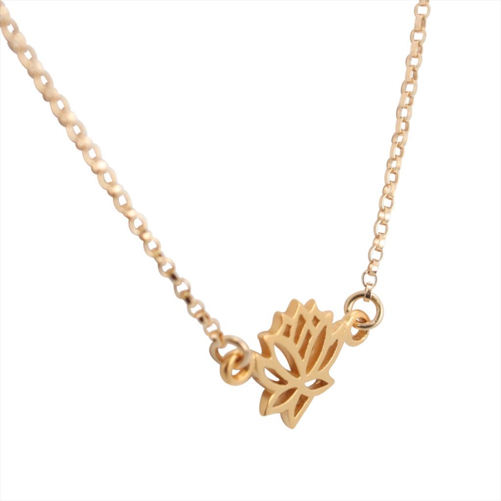 Delicate Gold Lotus Flower Necklace, #6543-yg