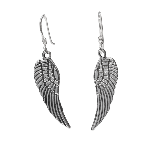 Large Angel Wing Sterling Silver Earrings #E010