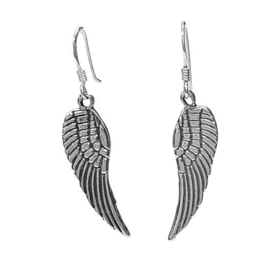 Large Angel Wing Sterling Silver Earrings #E010