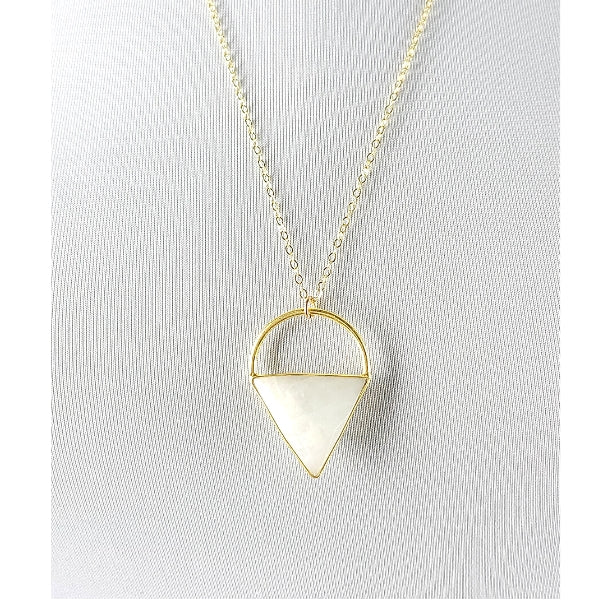 Limited Edition Moonstone Gemstone Focal Pendant Necklace in Gold Vermeil Adjustable 24" - 26" #6907