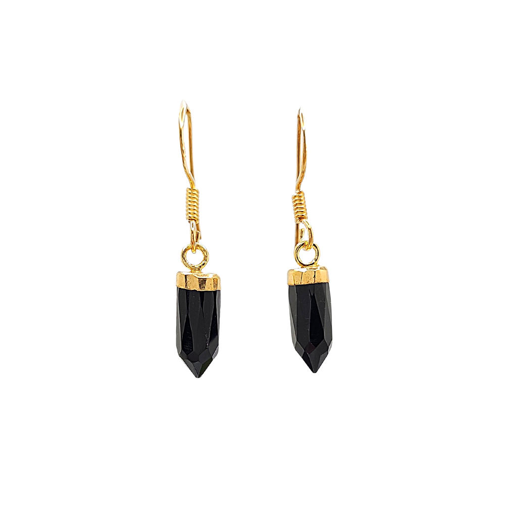 New Stones! Gold Gemstone Point Dangle Earrings , #6499-yg