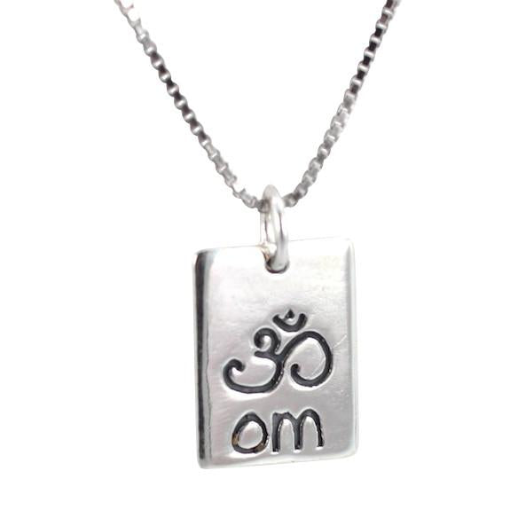 Rectangular Om (Aum), Reversible to Karma Necklace, #7237-ss