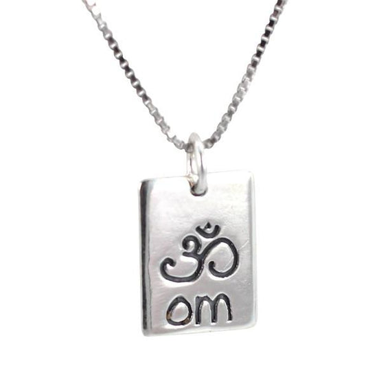 Rectangular Om (Aum), Reversible to Karma Necklace, #7237-ss