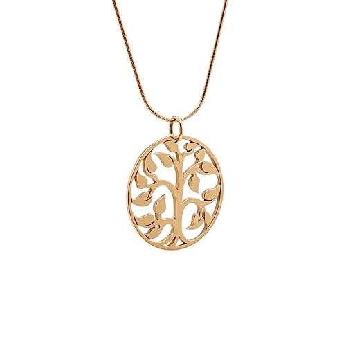 Zoe and Piper Large Open Design Round Tree of Life Pendant Charm in Bronze on 18" Gold Snake Chain, 1120