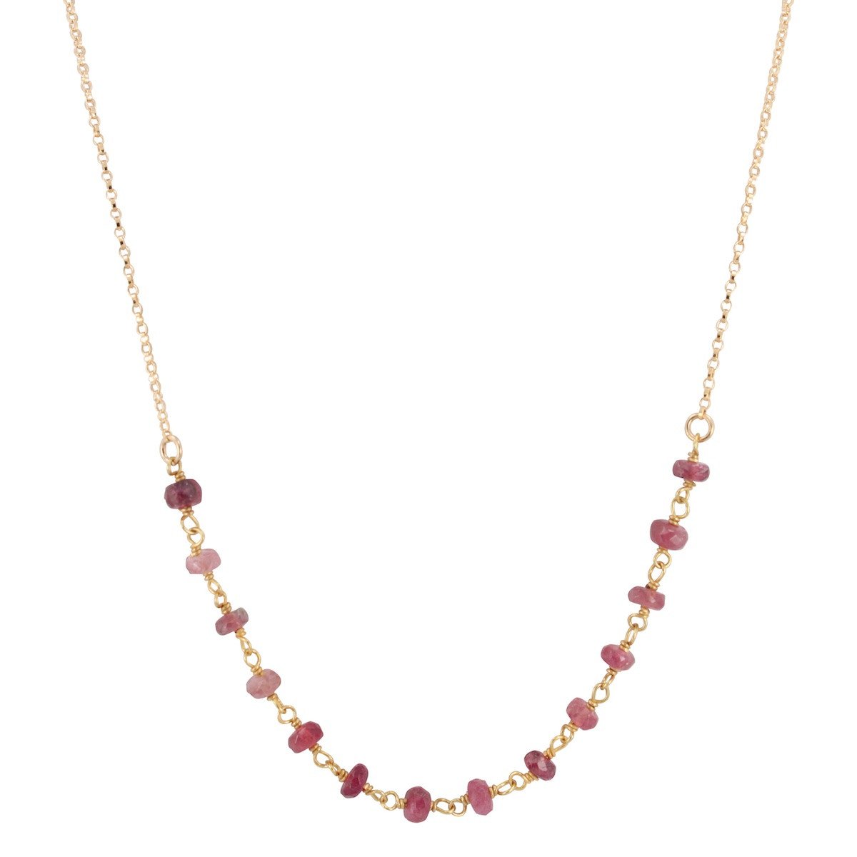 Delicate 4mm Pink Tourmaline Gemstone Necklace on Gold Filled Chain, #6527-yg