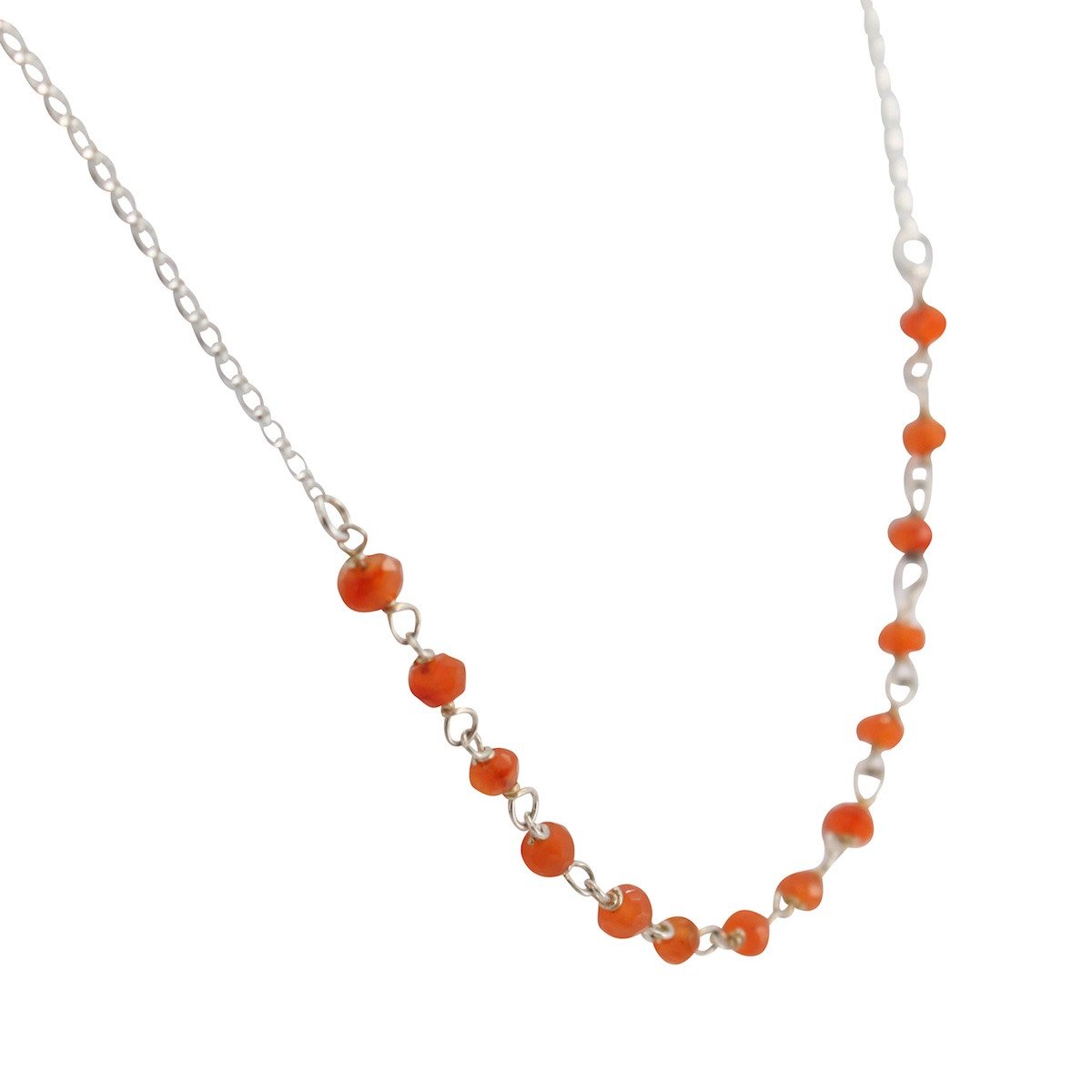 Delicate 3.5mm Carnelian Gemstone Necklace on Sterling Silver Chain, #6527-ss