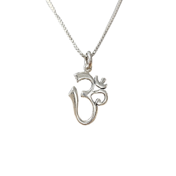 Calligraphy Style Om (Aum) Pendant in Sterling Silver on 18" or 20" Chain, #2102