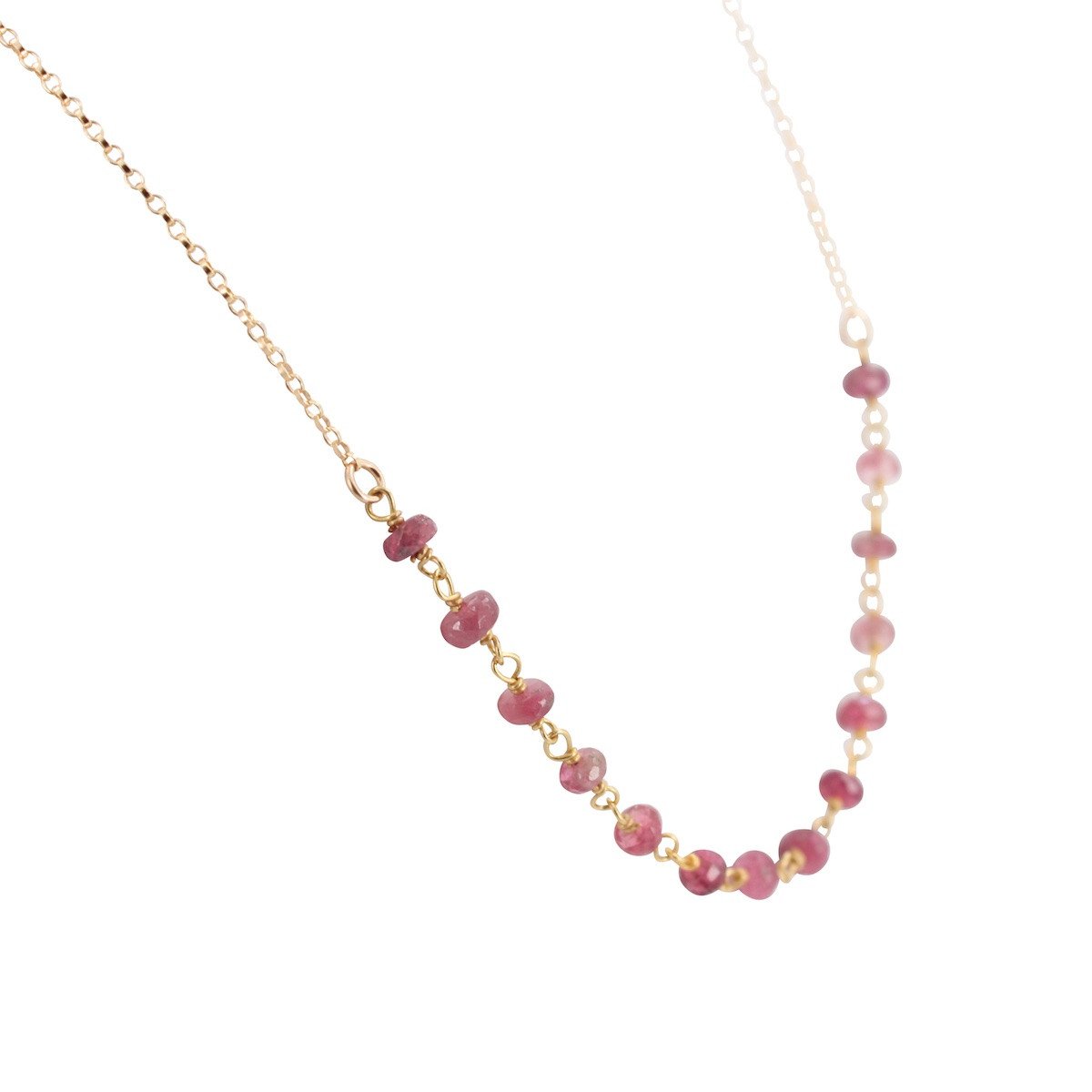 Delicate 4mm Pink Tourmaline Gemstone Necklace on Gold Filled Chain, #6527-yg