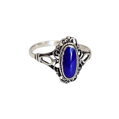 Zoe and Piper Dainty Oval Lapis or Onyx Sterling Silver Ring #6014