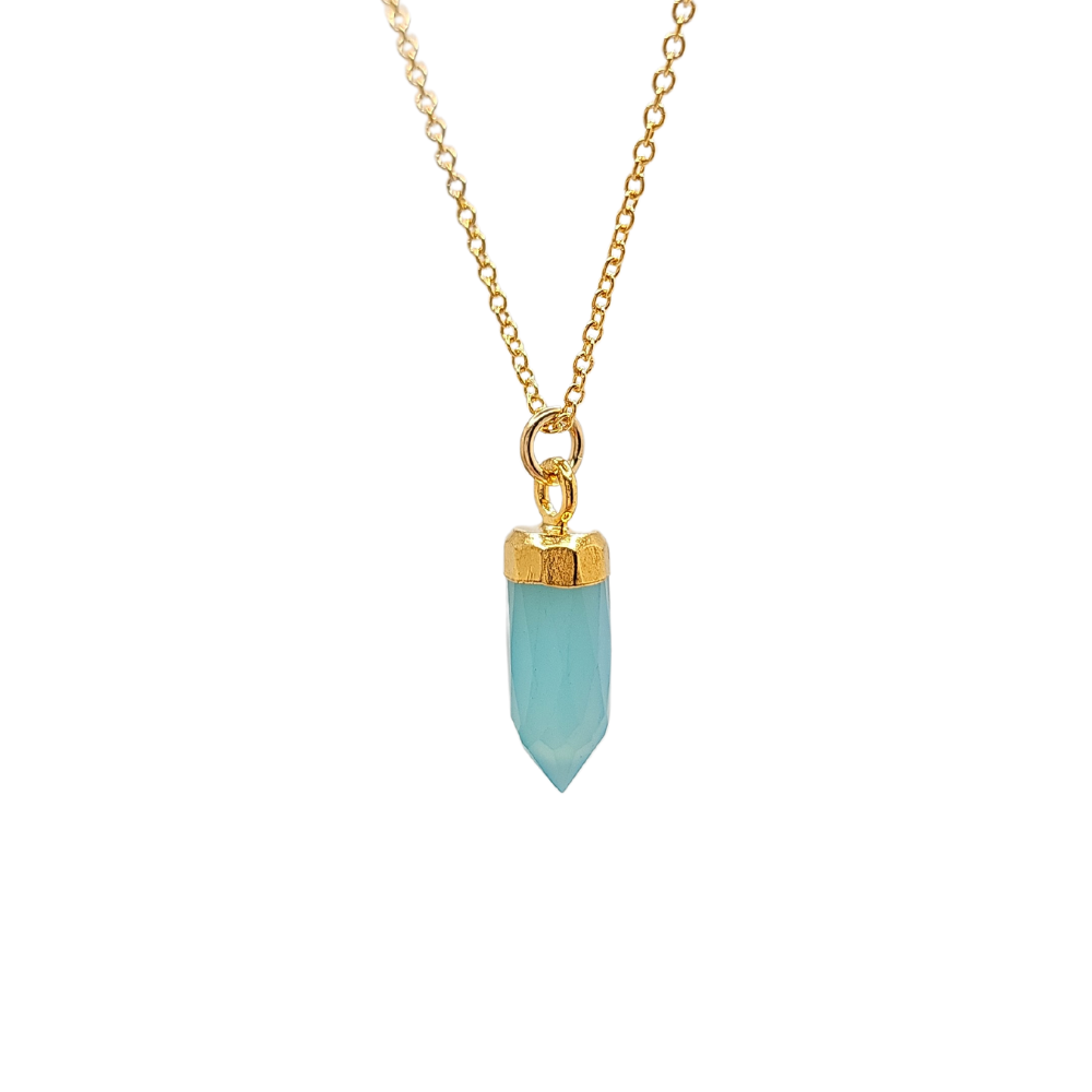 Small Gold Gem Point Necklace, Stone Choice, #6488-yg