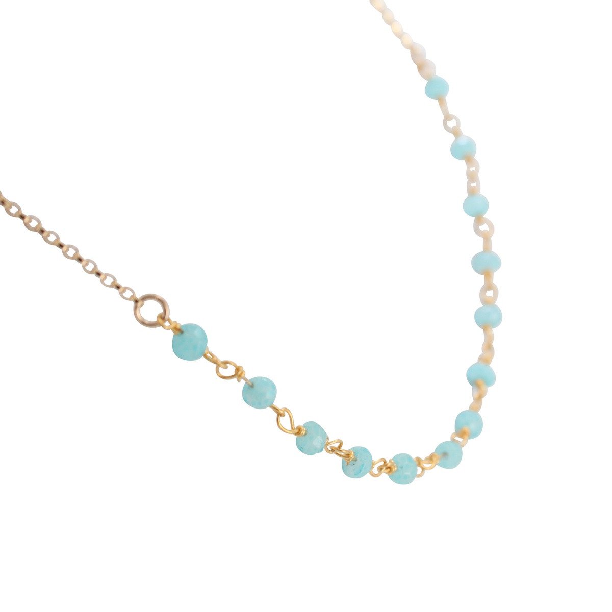 Delicate Aqua Chalcedony Gemstone Necklace on Gold Filled Chain, #6527-yg