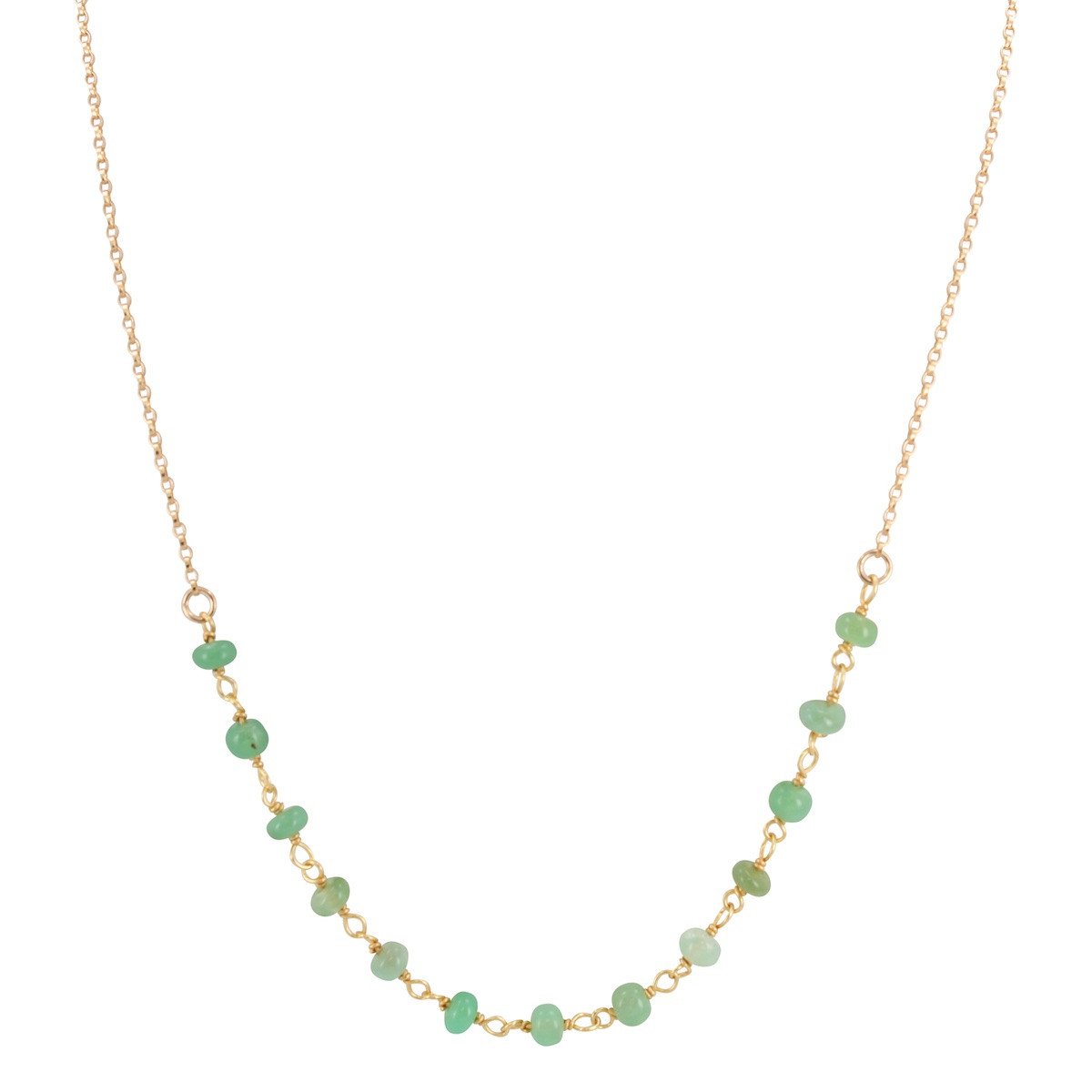 Delicate 4mm Chrysoprase Gemstone Necklace on Gold Filled Chain, #6527-yg