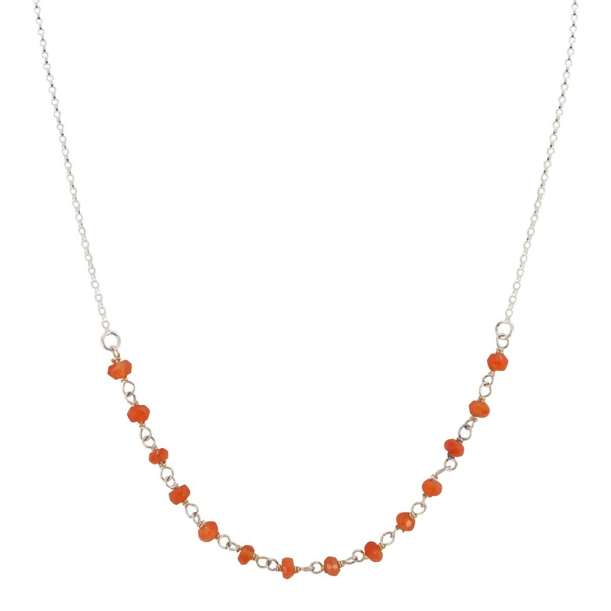 Delicate 3.5mm Carnelian Gemstone Necklace on Sterling Silver Chain, #6527-ss