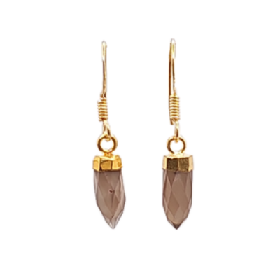 New Stones! Gold Gemstone Point Dangle Earrings , #6499-yg