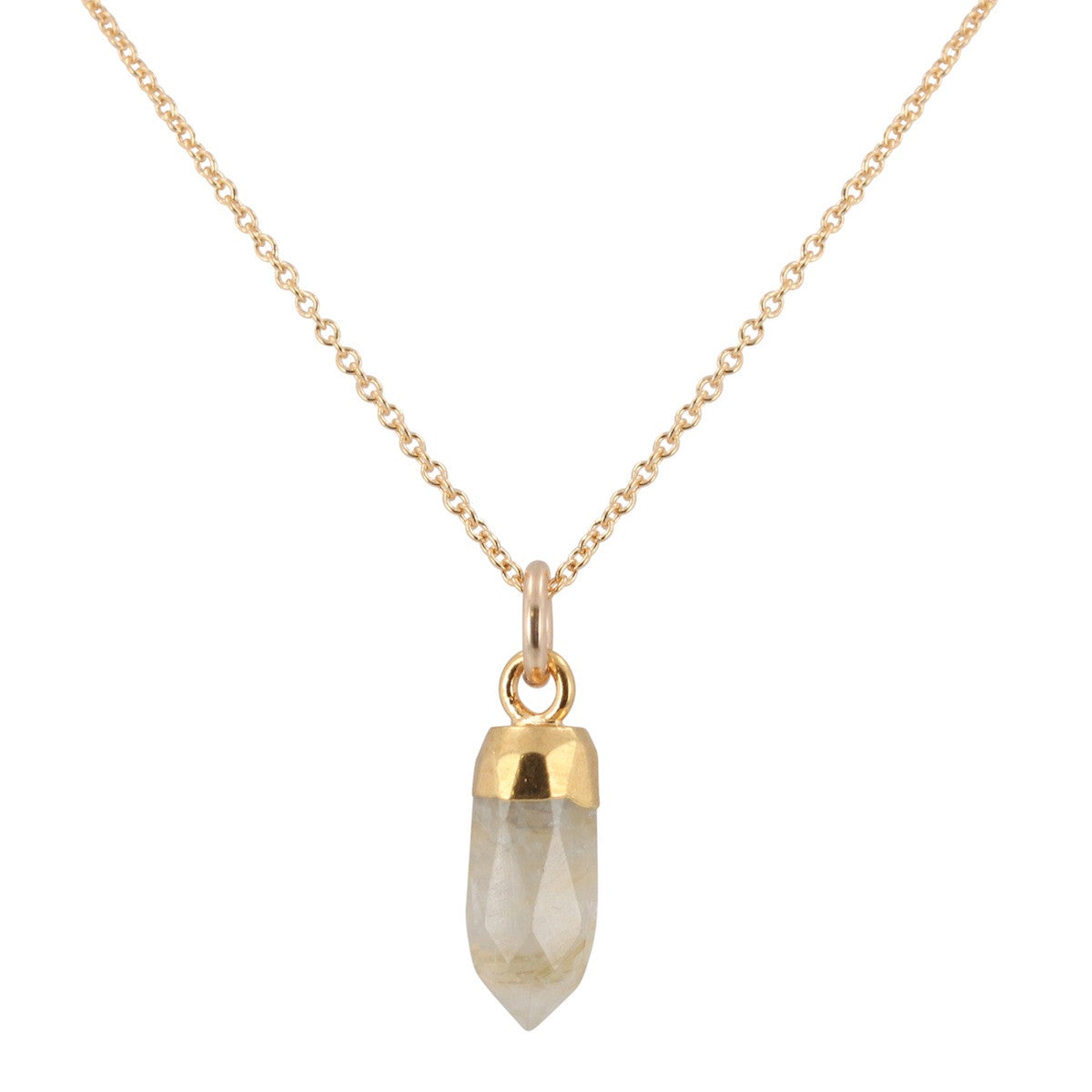 Small Gold Gem Point Necklace, Stone Choice, #6488-yg