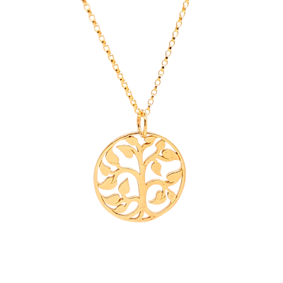 Medium Round Cut Out Design Tree of Life Pendant in Bronze on an 18" Gold Filled Chain, #8458-brz