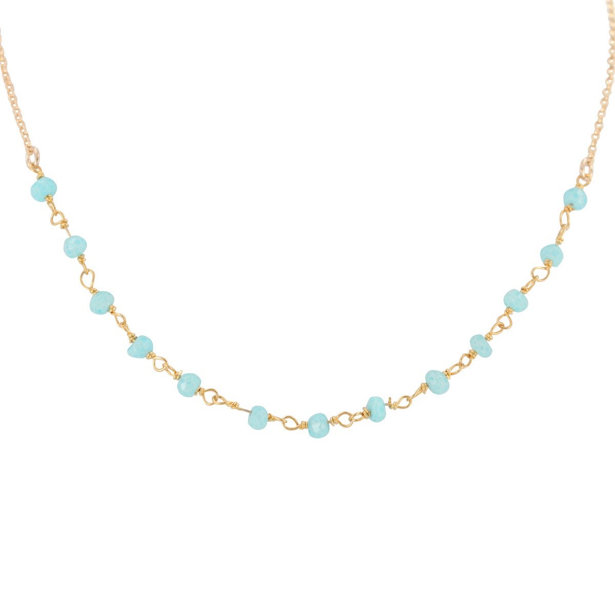 Delicate Aqua Chalcedony Gemstone Necklace on Gold Filled Chain, #6527-yg